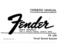 Fender PA-100-VocalSoundSystem-1975 - Owners Manual